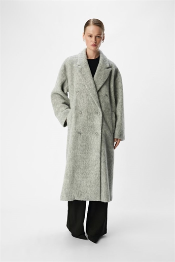 Bella long coat, Light grey melange